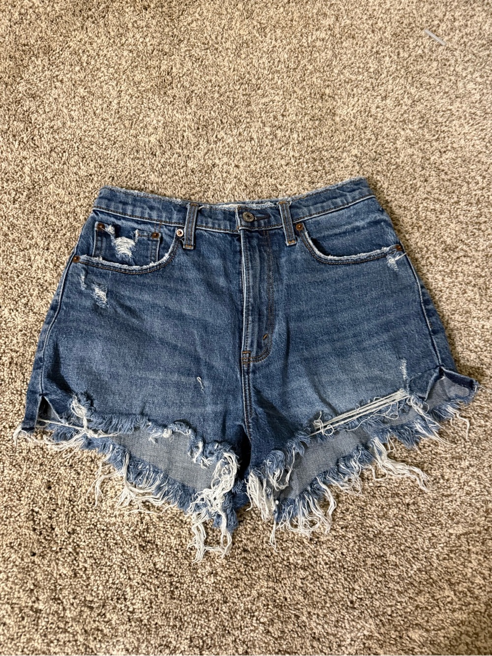 Abercrombie & Fitch Distressed Denim Shorts - Blue